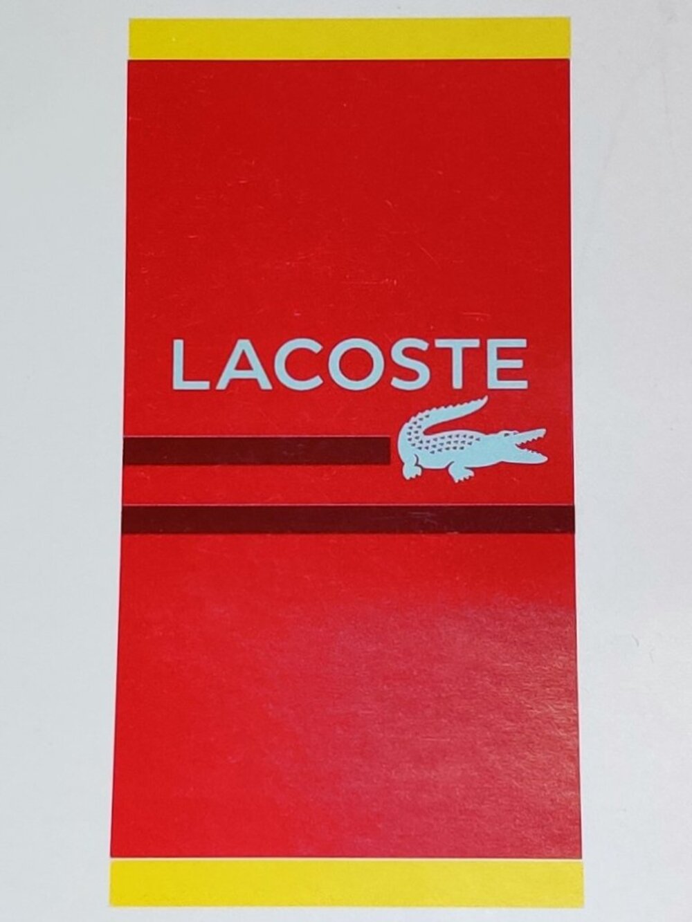 Lacoste Beach Towel - Crocodile Logo - Red / Yellow / Light Blue - 36" x 72"